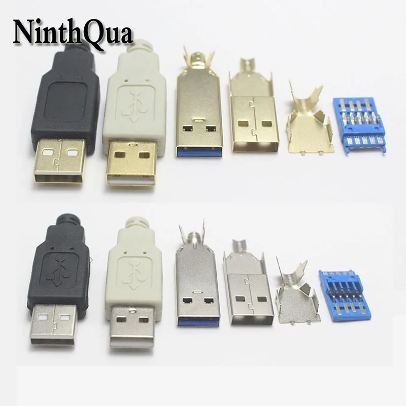 10sets USB 3.0 Plug for making USB Extension Cable for Smart-TV PS4 Xbox One SSD USB 3.0 2.0 USB Extender Cord