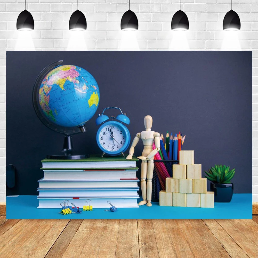 

Yeele Children Class Party Student Back to School Blackboard Backdrop Globe Background Baby Photography Photo Studio Photophone