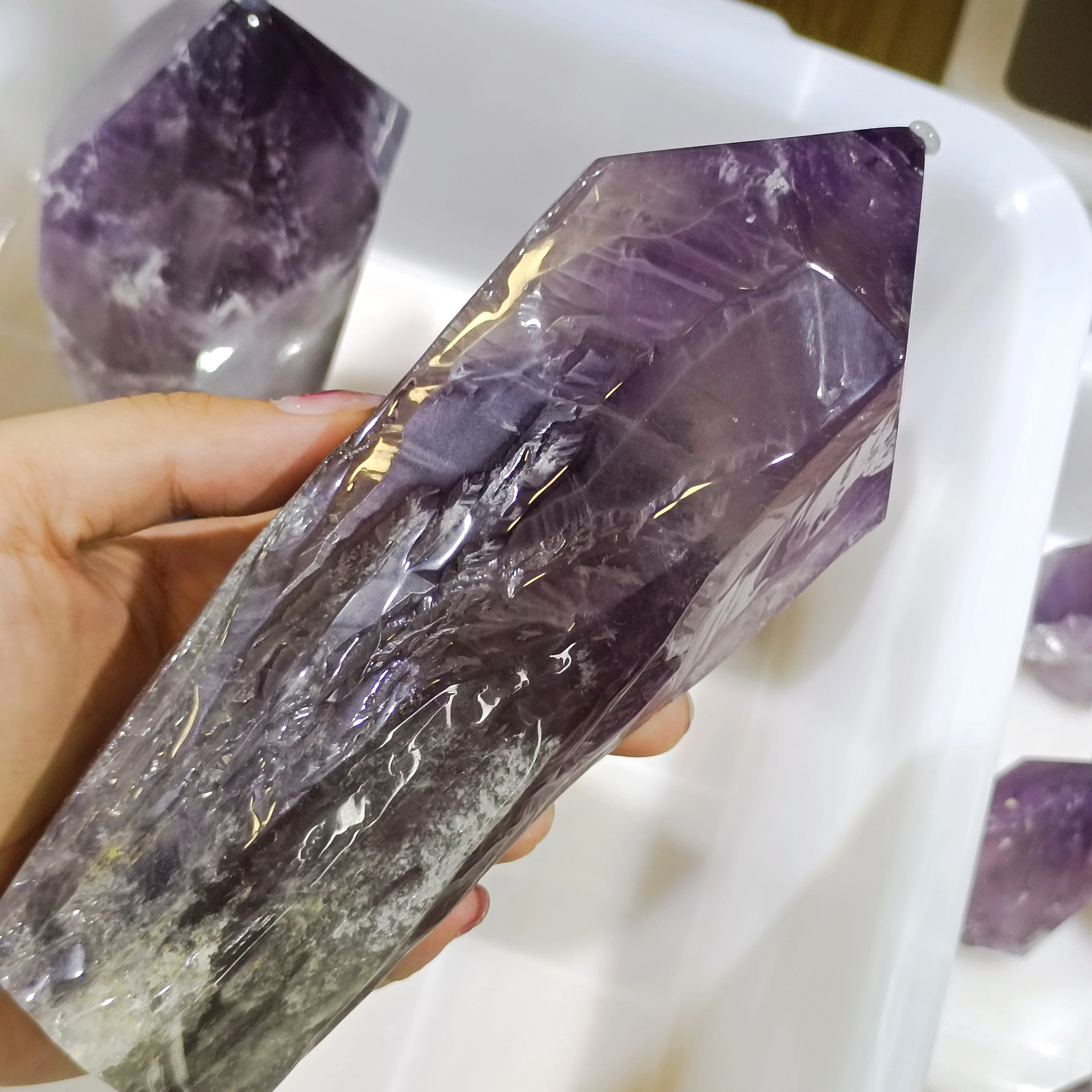 500-1000g 1pc Natural Amethyst  Wand Scepter Crystals Point Purple Polishing Stones Mineral Specimen Ornaments home decoration