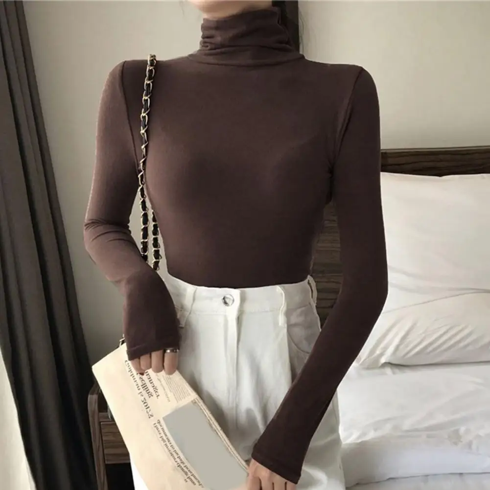 Women Sweater Long Sleeve Stretchy Knitted Base Tops Universal Warm Pullover Lady Jumpers Autumn
