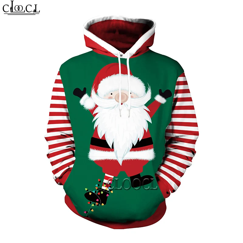 HX 2020 Fashion Santa Claus 3D Print Merry Christmas Harajuku Men Women Hoodies Casual Streetwear Hoody Pullover Drop Shipping