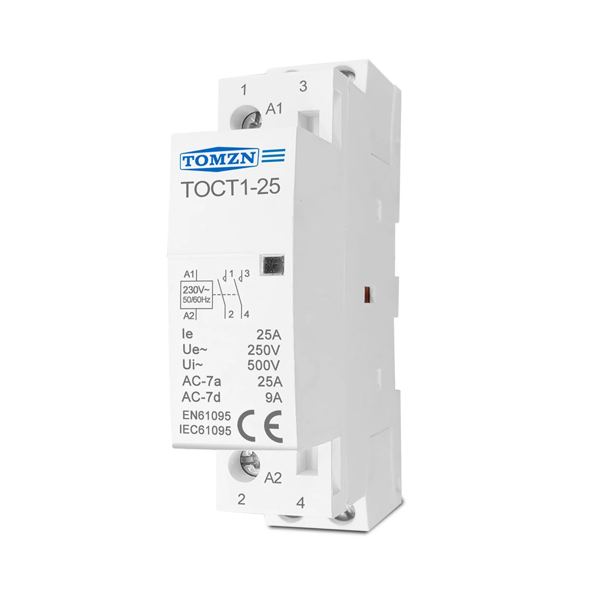 TOCT1 2 1080p 25A 220v/230v 50/60hz dinレール家庭用acモジュラーコンタクタ2NO 2NCまたは1NO 1NC