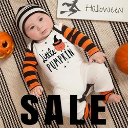 Baby Halloween Clothes Newborn Infant Boy Girl Romper Pumpkin Print Letter My 1st Halloween Long Sleeve Jumpsuit Outfit Costume