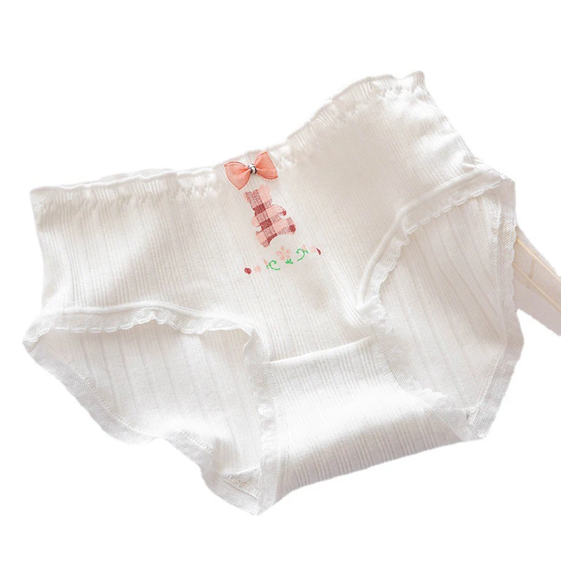 Conjunto de ropa interior de cinco piezas para mujer, bragas de algodón, ropa interior Sexy de encaje, ropa interior cómoda con flores, lencería