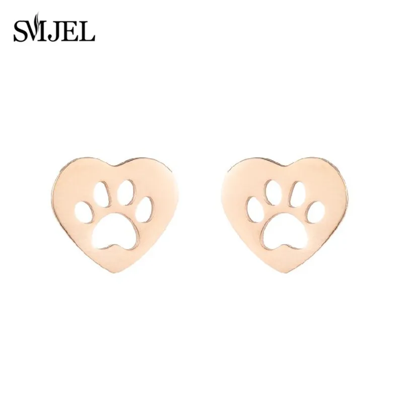 Trend Cute Animal Footprint Stud Earrings for Women Fashion Metal Dog Paw Earings Stainless Steel Ear Piercing Brincos 2026
