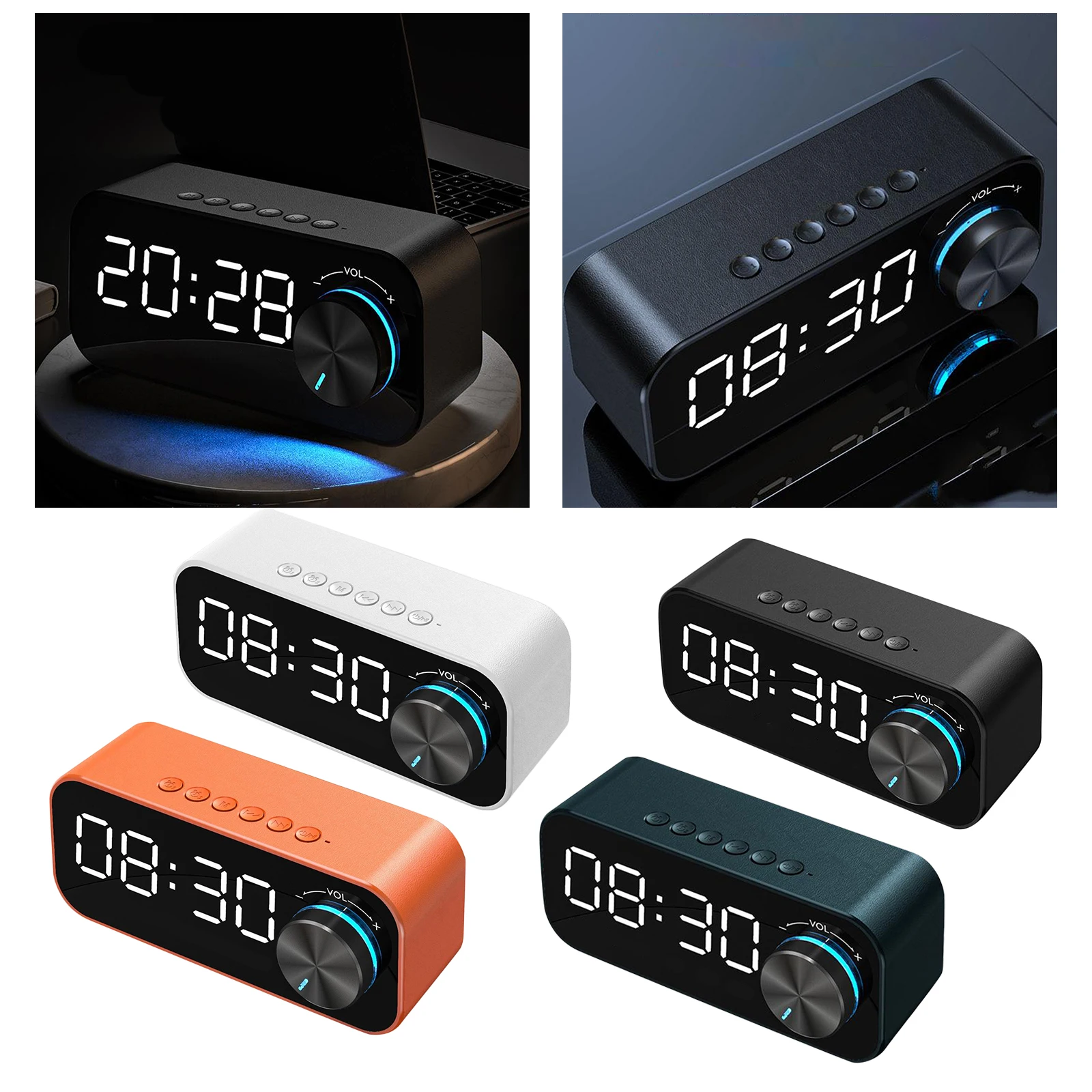 Portable Alarm Clock Bluetooth Subwoofer Speaker Timer TF Card Music Player