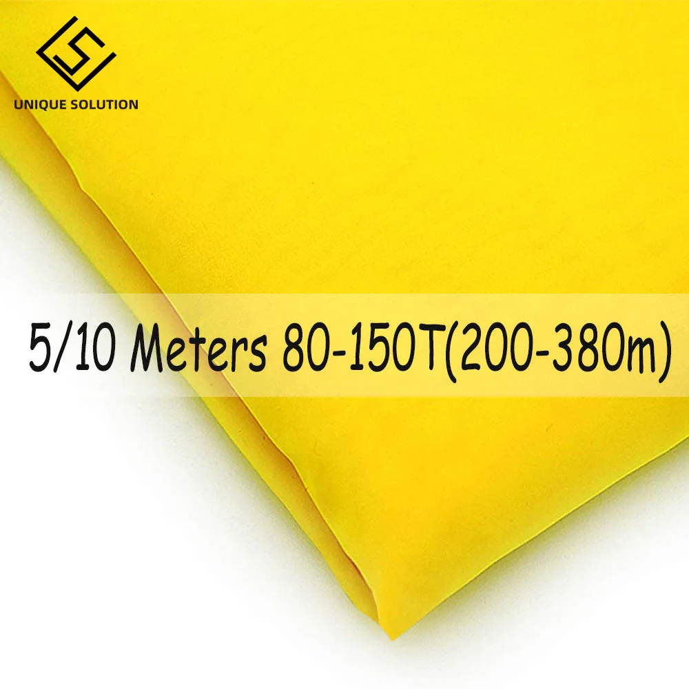 

5/10 Meters Yellow 64inches(160CM) Width 200M/250M/300M Silk Screen Mesh 80T-120T Durable Polyester Screen Printing Mesh Fabric