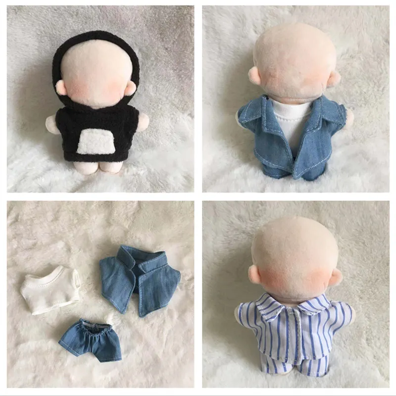 

Korean popular 10cm cartoon doll clothes handmade casual suit for 10cm fat body doll DIY plush doll toy gift COS set