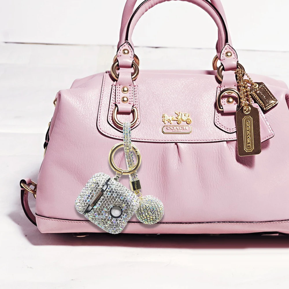 Беспроводные наушники, чехлы для Apple Airpods 2, Алмазный чехол, Bluetooth-наушники, аксессуары, зарядный бокс, протектор с брелком