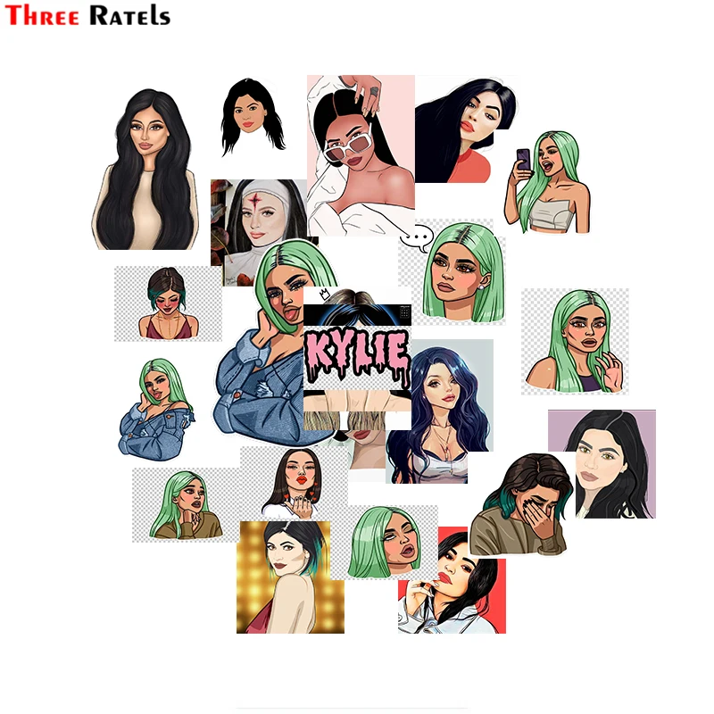 Three Ratels ZK0410-2 Waterproof Cartoon Sticker Decal for Kylie Jenner for Wall Girl's Room Phone Water Bottle Luggage Laptop