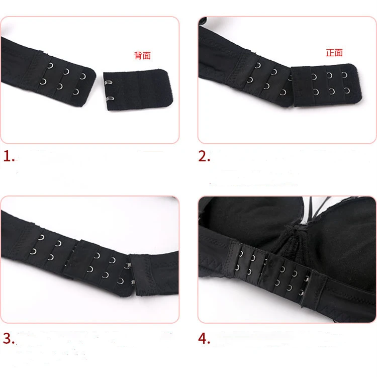 Lot De 12 Boucles D'extension Pour Soutien-gorge | Élastiques Polyester - Noir, Peau, Blanc - 8