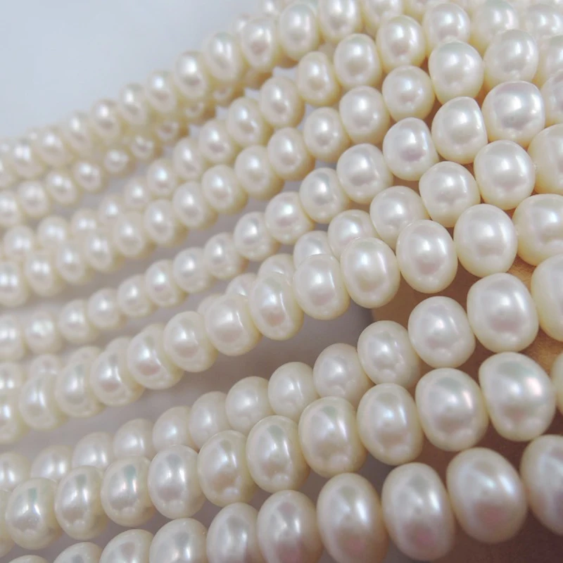 Imagem -02 - Freshwater Pearl Beads 100 Natural Pérola de Água Doce Material Forma Near-round mm Alta Qualidade