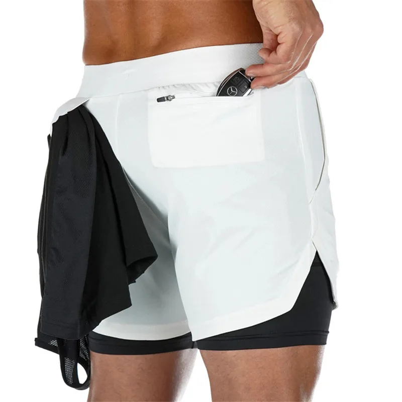 2024 New Sport Shorts Men Double-deck Jogging Running Shorts Men 2 IN 1 Mens GYM Short Fitness Workout Short Pants Man