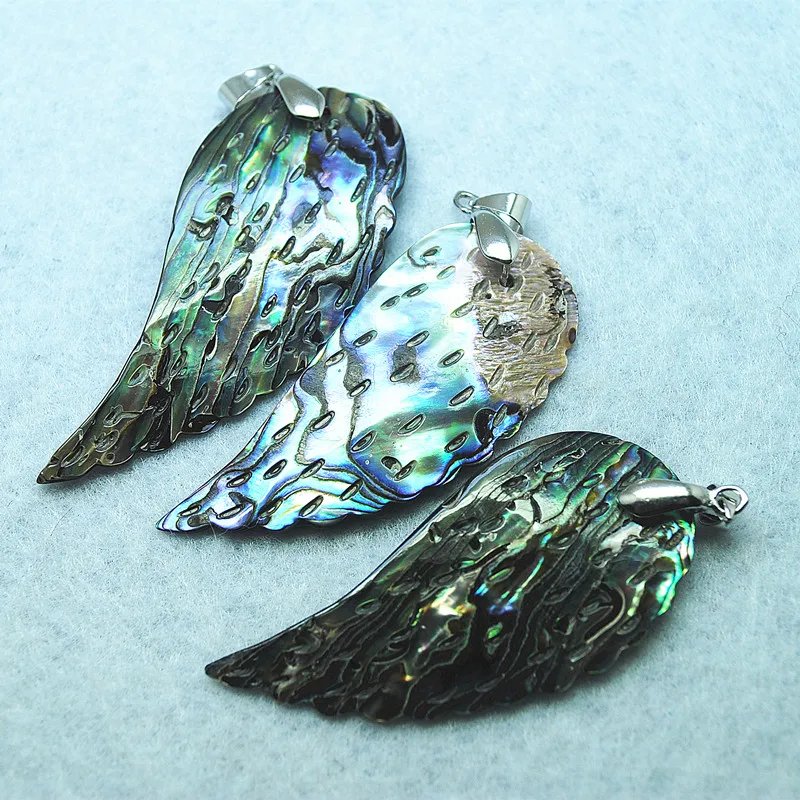 3PCS Natural Abalone Shell Pendants For Women Necklace Hangle Wings Shape 57X25MM Less Stock Just For Your Jewelry Desgins