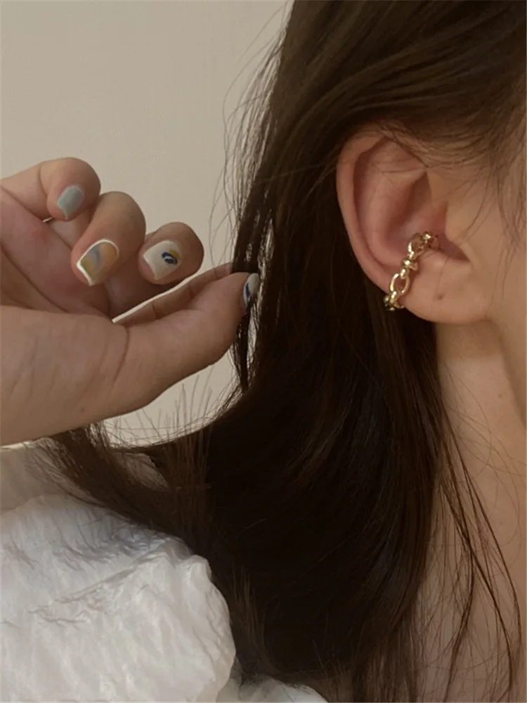 Kshmir Geometric chain metal ear bone clip ear buckle simple earrings for women fashion jewelry gifts image 3