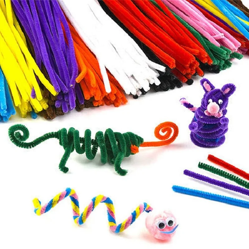 50/100pcs 30cm Chenille Stems Stick Cleaners Kids Educational Toys Handmade Colorful Chenille Stems Pipe for DIY Craft Supplies