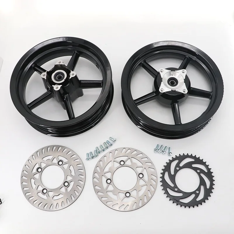 12/15mm hole 2.50/2.75-12inch Front & 3.00/3.50-12 Rear Dirt bike Pit Bike Vacuum Wheel Rim Front and Rear brake disc ainwheels