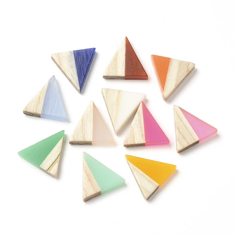 20PCS Triangl Shape Design Jewelry Accessories Natural Wood and Resin Stick Shape DIY Earrings Making Hand Made Earring Findings