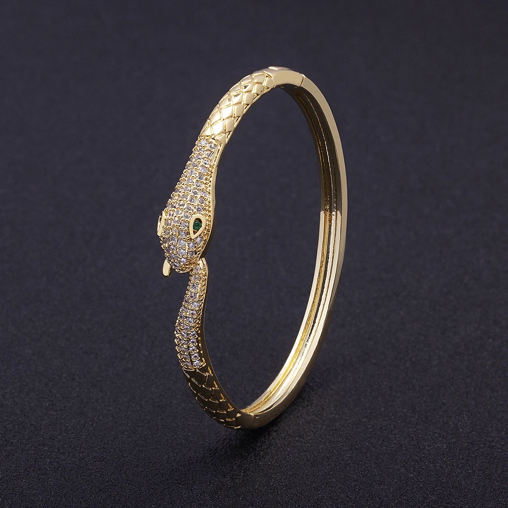 جديد وصول الأوروبية والأمريكية موضة النحاس مكعب الزركون الكفة قابل للتعديل ثعبان الإسورة مجوهرات غرامة حفل زفاف هدية #4