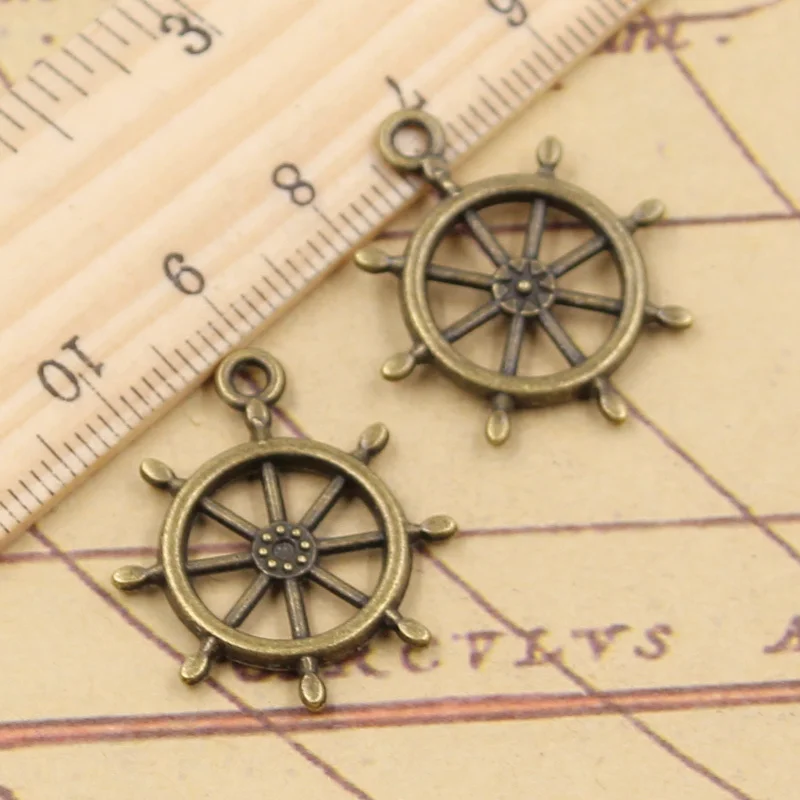 10pcs Charms Rudder Helm 27x23mm Tibetan Bronze Silver Color Pendants Antique Jewelry Making DIY Handmade Craft