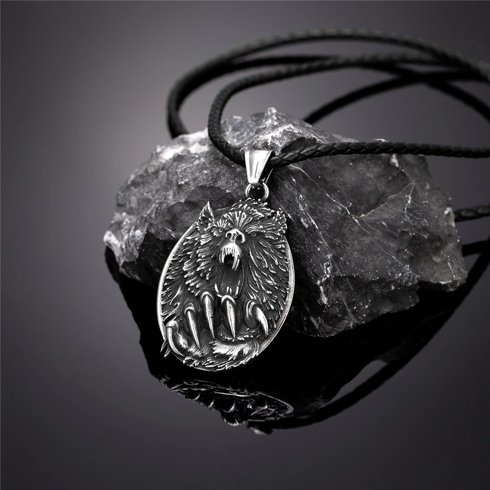 Viking Fenrir Wolfsklauen-Halskette, Odin, nordische Runen, goldfarben, Anhänger aus Edelstahl, Amulett, Retro, isländischer Schmuck, Geschenk für Männer. – Detail 8