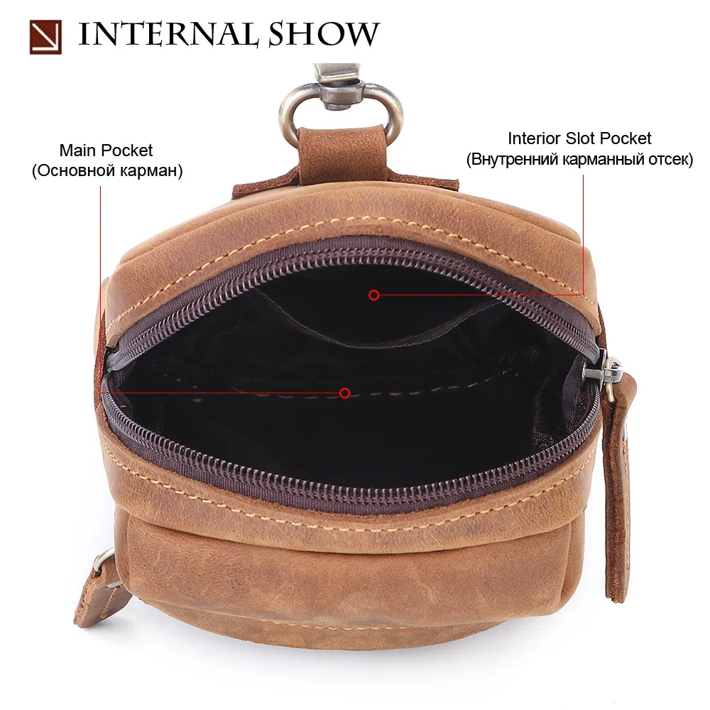 Men's Genuine Leather Fanny Waist Bag Purse Pouch Casual Shoulder Messenger Bags  Fashion Male Crossbody Chest Hip Bum Belt Bags