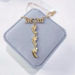 Stainless Steel Personalized Custom Multiple Name Collier MOM Heart Necklaces Customized Nameplate Mother Birthday Jewelry Gifts