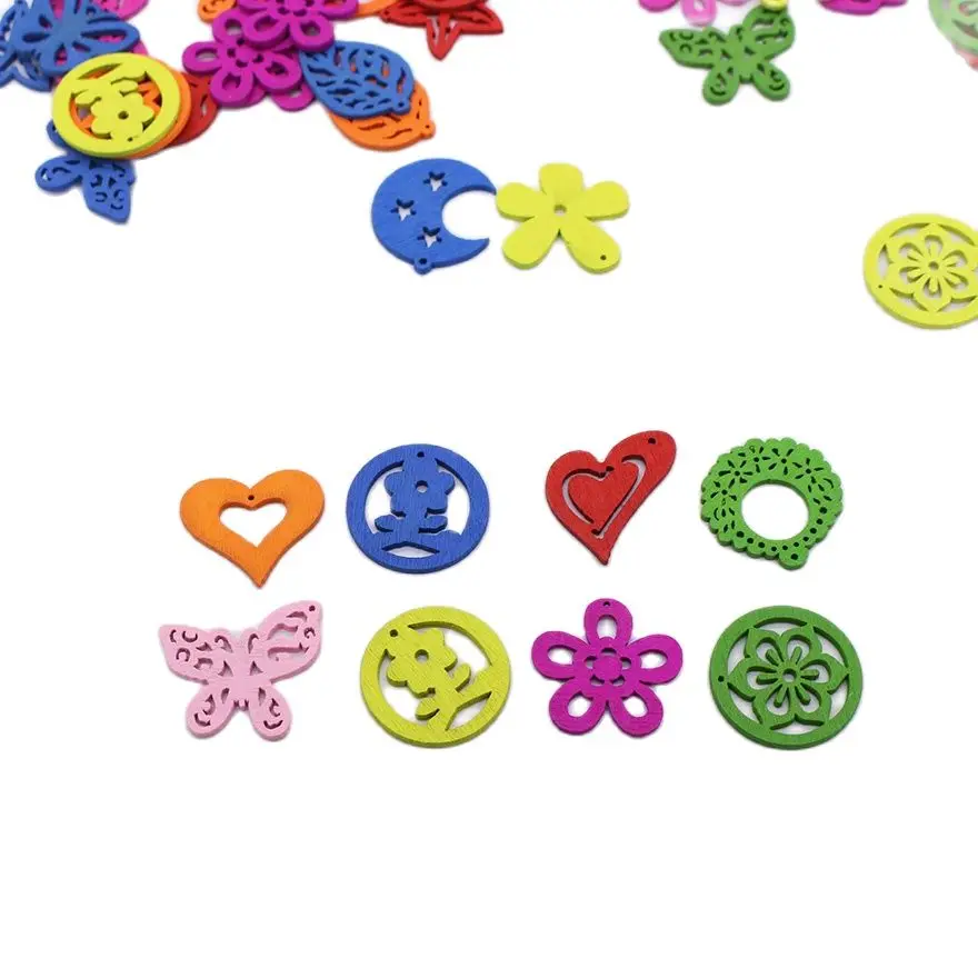 100Pcs Multicolor Dyed Sewing Wooden Buttons For Scrapbooking DIY Garment Accessories Craft Clothing 1 Holes Random Mixed