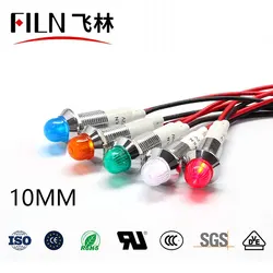 FILN Metal 10mm 12 Volt Led Indicator Light 6v 24v 110v 220v Pilot Light Signal Light