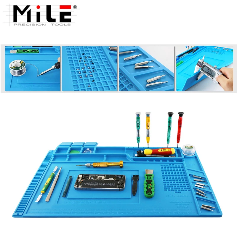 Miglia 45x30cm piattaforma di manutenzione per tappetino da scrivania in Silicone con isolamento termico per stazione di riparazione per saldatura BGA con sezione magnetica