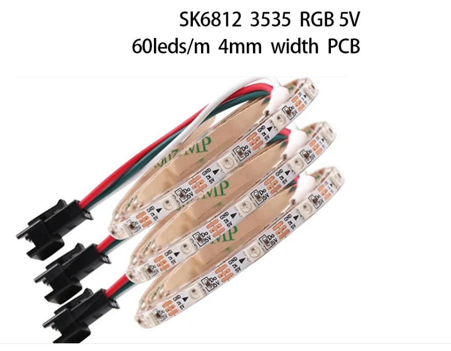Addressable DC5V SK6812MINI 3535 and 5050 RGB led pixel strip 60LEDs/m 4mm 5mm FPC 60pixels/M WS2812B White/Black PCB