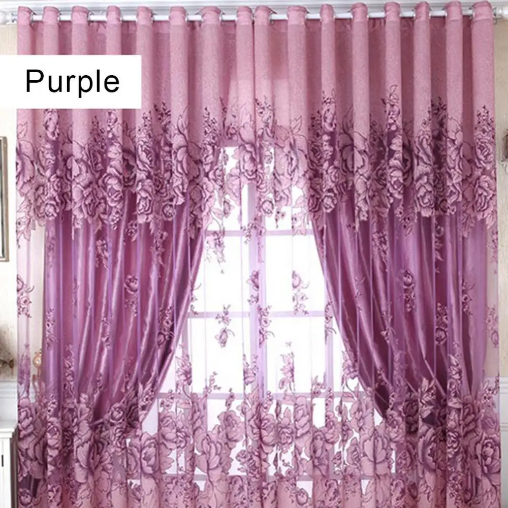 50%HOT1Pc Flower Jacquard Tulle Window Curtain Drape Bedroom Balcony Living Room Decor