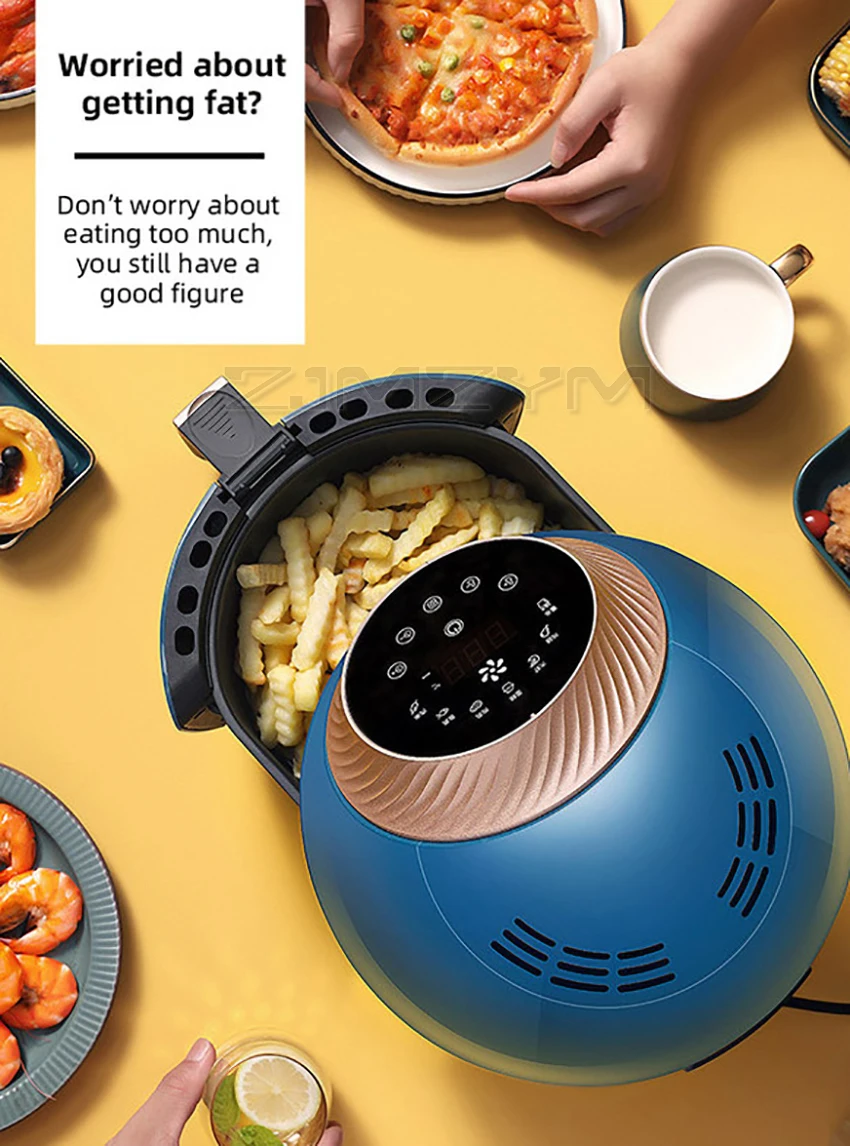 Mesin Penggoreng Udara Listrik Pintar 3.5L Mesin Penggorengan Udara Bebas Minyak Penggorengan Dalam Alat Penggorengan Multifungsi Timer Pemasak Minyak Layar Sentuh KGKA-AS2