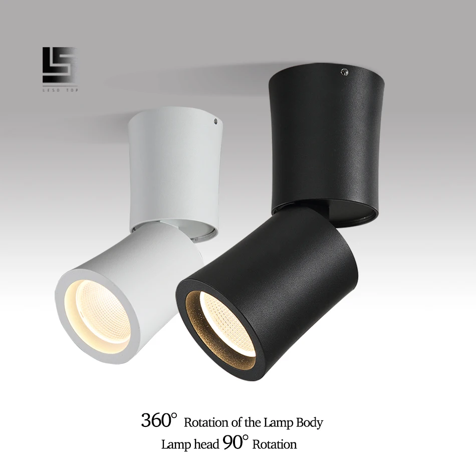 led-ダウンライトの表面実装調節可能な-360-度-9-ワットホワイト-ウォームホワイト屋内リビングルーム廊下-ac90-260v