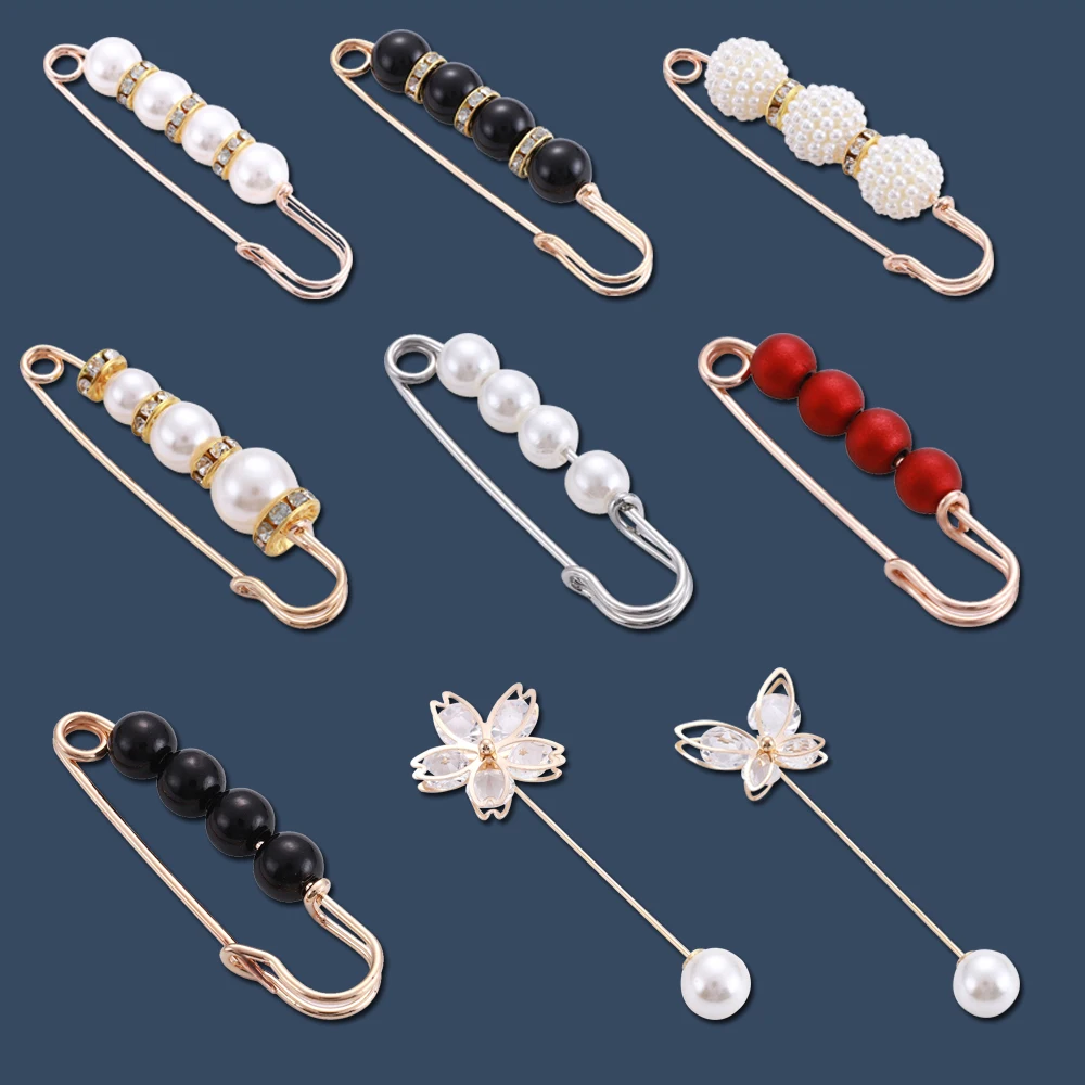 Women's Pin Waist Skirt Adjustment Anti-glare Gold Color Brooch for Women Pearl Butterfly Fixed Clothes Pearl Brooch Jewelry