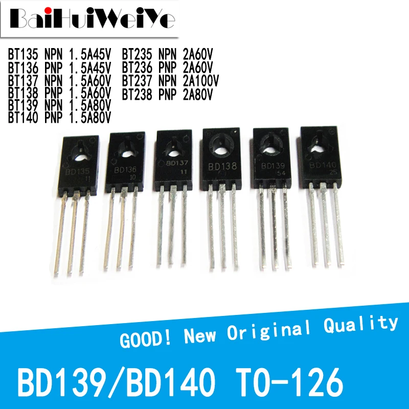 20 Stks/partij BD135 BD136 BD137 BD138 BD139 BD140 BD235 BD236 BD237 BD238 Npn Transistor Triode TO126 Te-126 nieuwe Originele Ic