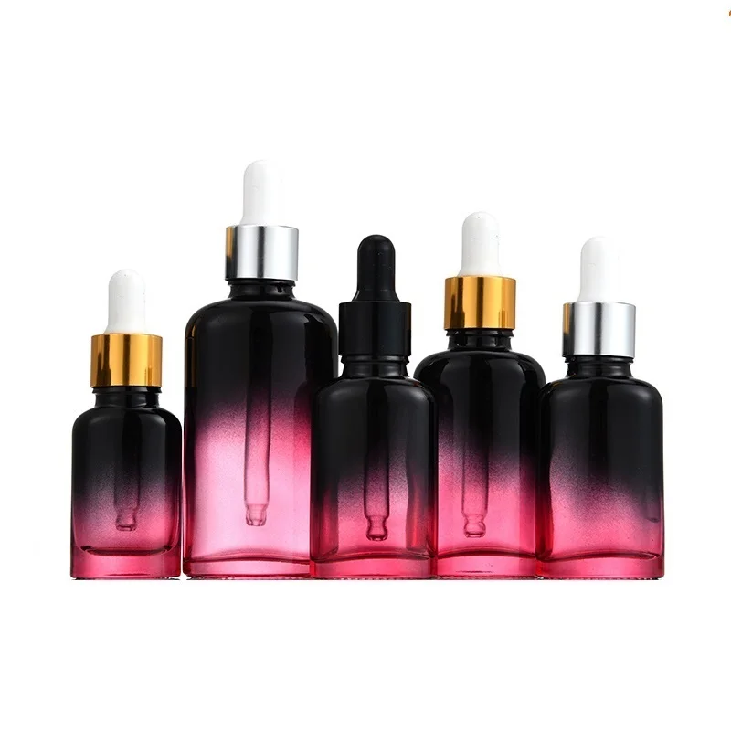 

Newest 10ML 20ML 30ML 50ML Empty Glass Dropper Bottle Cosmetic Gradient Colorful Refillable Serum Essential Oil Dropper Bottle