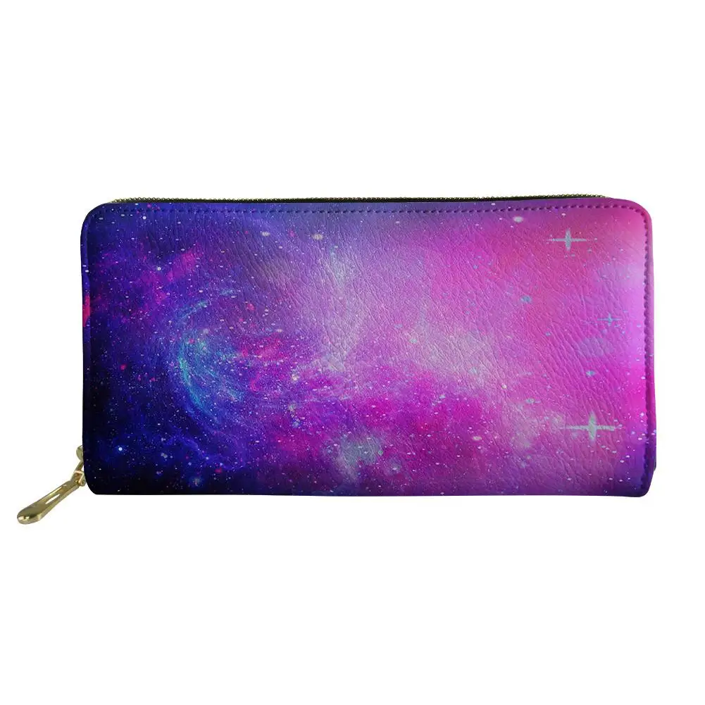 

Pink Galaxy Pattern Long Wallets Zipper Phone Bag Card Holder for Pink Girls Clutch Purse Carteira Handbags Notecase 2021