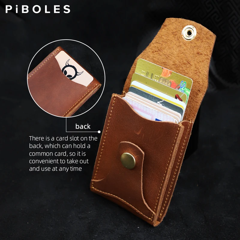 Mini Cowhide Card Wallet For Men Handmade Genuine Leather Credit Business ID Card Holder Bag Portable Coin Purse Money Pouch