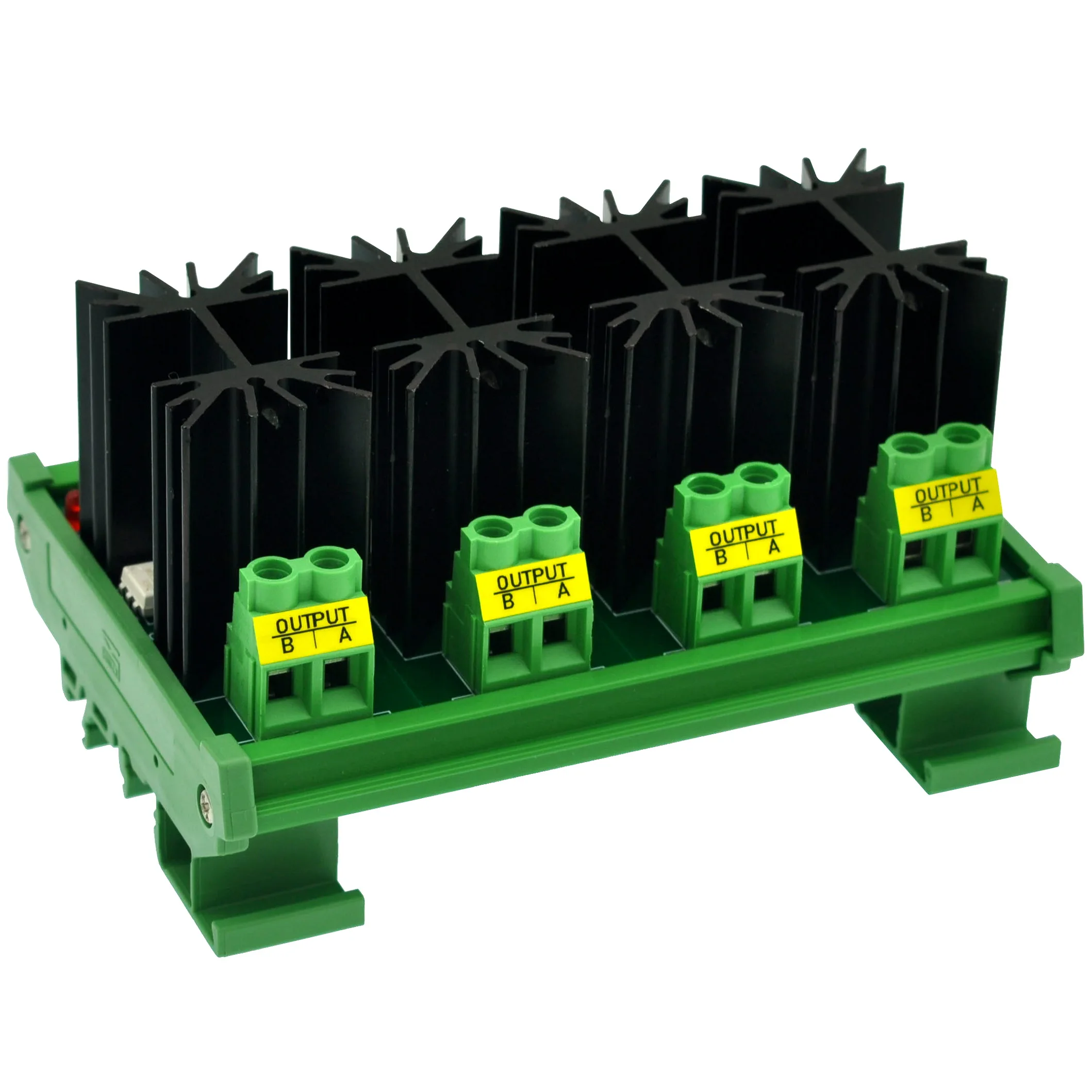 Módulo de 12 amp de estado sólido de retransmissão ssr de montagem com trilho embutido, de 4 ~ 32v dc, saída de 100 ~ v ac. (4 canais)