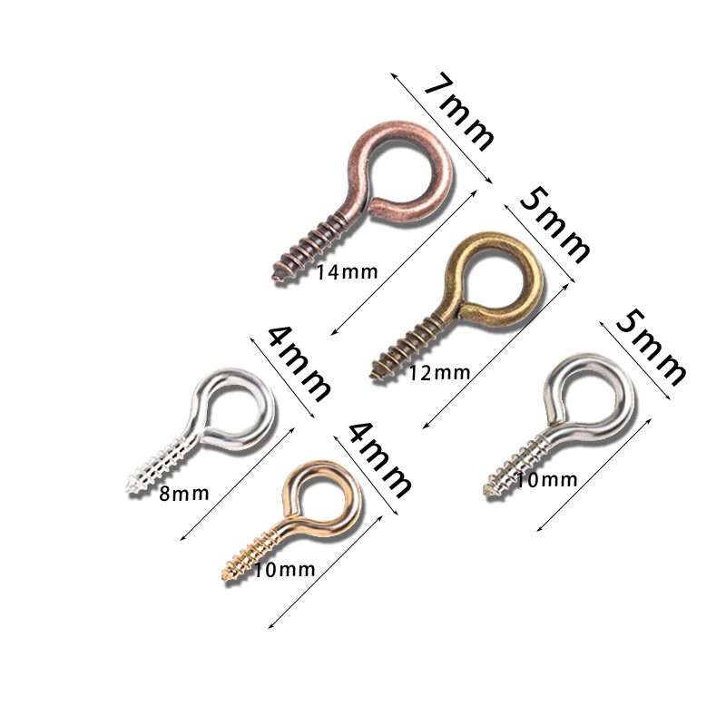 100–200 Stück kleine kleine Mini-Augennadeln, Nietstifte, Haken, Ösen, Schraubgewinde, goldfarbene Verschlüsse, Haken, Schmuckzubehör für die Herstellung von DIY – Detail 3