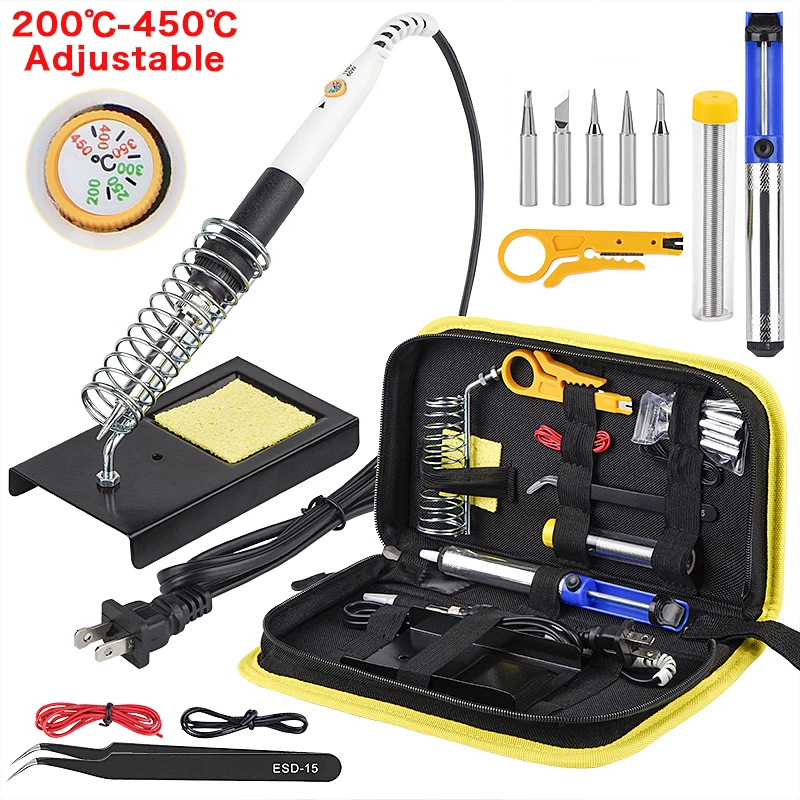 JCD 60W 220V/110V soldering iron EU/US/UK PLUG adjustable temperature welding solder iron kit with soldering tips 908 hot sale