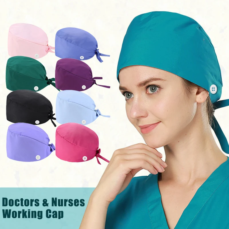 Gorro ajustable de Color sólido para salón de belleza, gorro de laboratorio, tienda de mascotas, enfermera, médico, 3 uds.