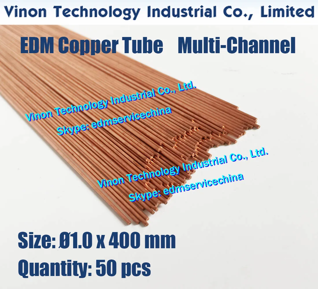 (50pcs/bag) 1.0x400MM Copper Tube Multichannel (I Web type), EDM Multihole Copper Tube Electrode 1.0x400mm, Drill EDM Parts