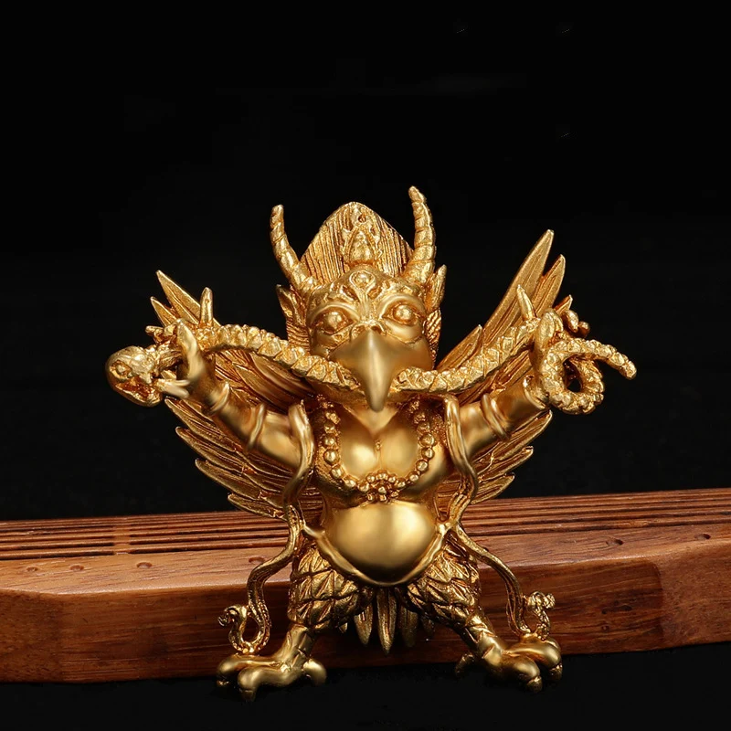 Mini Copper Brass Dharma FaQi Garuda   Guardian Supara Great Golden-Winged Peng Birds Amulet Unisex