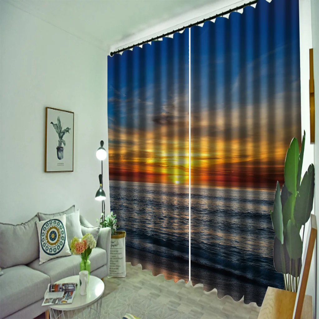 

High quality custom 3d curtain fabric nature scenery lake curtains 3D Window Curtain For Living Room office Bedroom