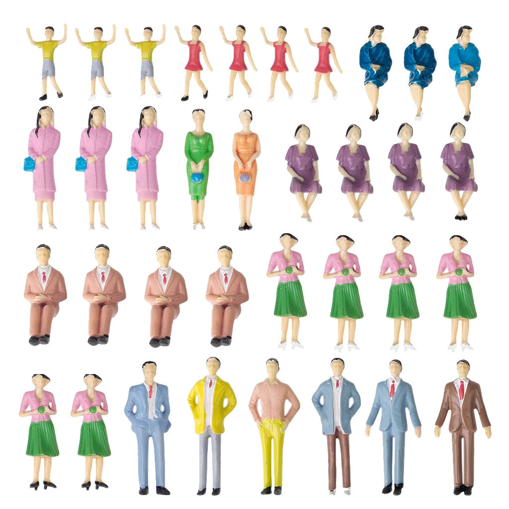 PACK OF 50 MODEL TRAIN PEOPLE MIXED PAINTED FIGURES COLOURED LOCOMOTIVE 1:30 NEW