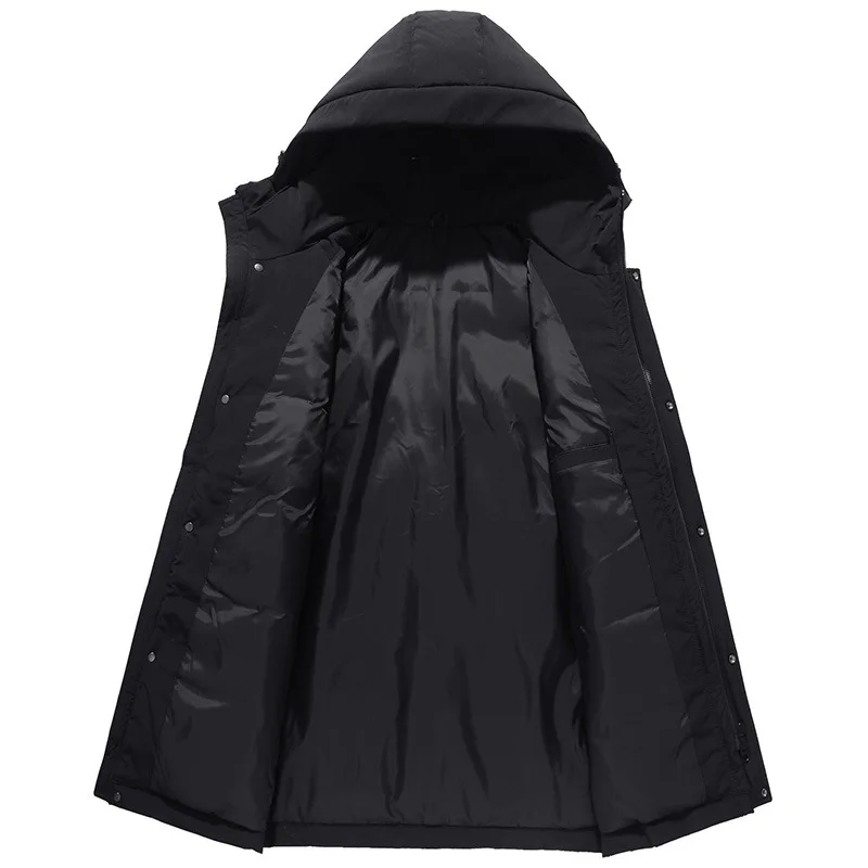 Chaqueta gruesa de alta calidad para hombre, ropa con capucha de longitud media, abrigo de plumón de pato Blanco cálido, abrigos de invierno,