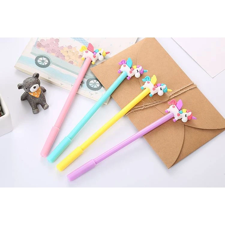 4 Pcs Cute Unicorn Gel Pen Kawaii animal 0.5mm Black ink signing pen School Office Fountain Pen friend kids stationery gift