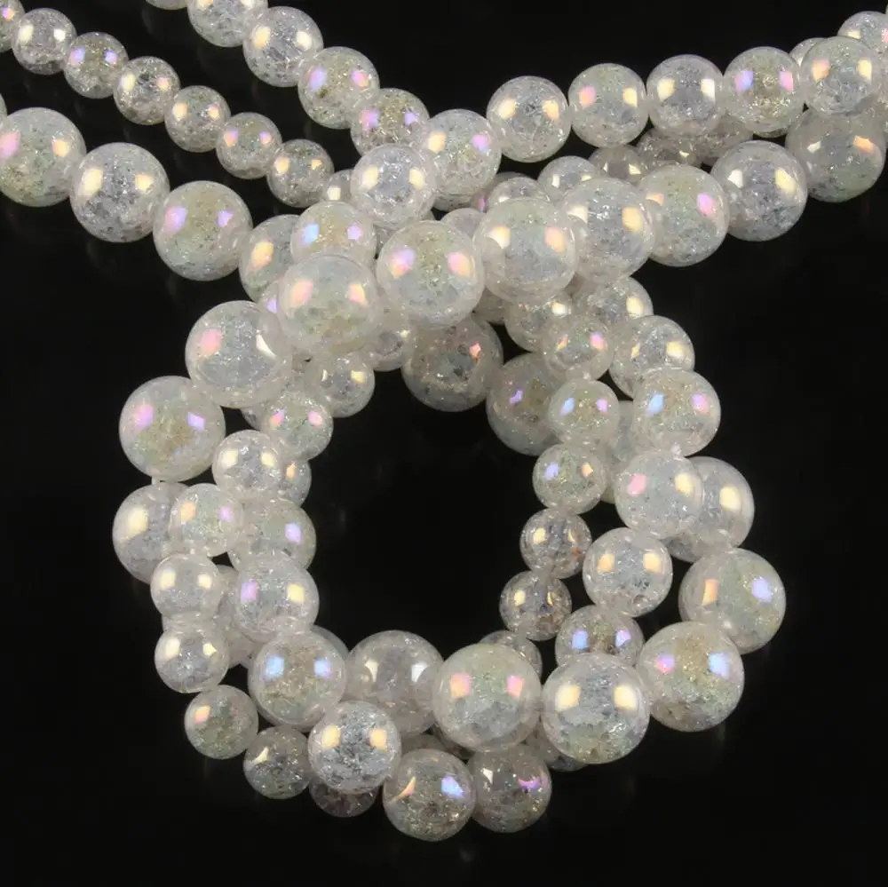 Natural Stone AB White Snow Cracked Quartz Crystal Round Beads For Jewelry Making DIY Bracelet Necklace Acessories 4 6 8 10 12mm - view 2